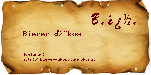 Bierer Ákos névjegykártya